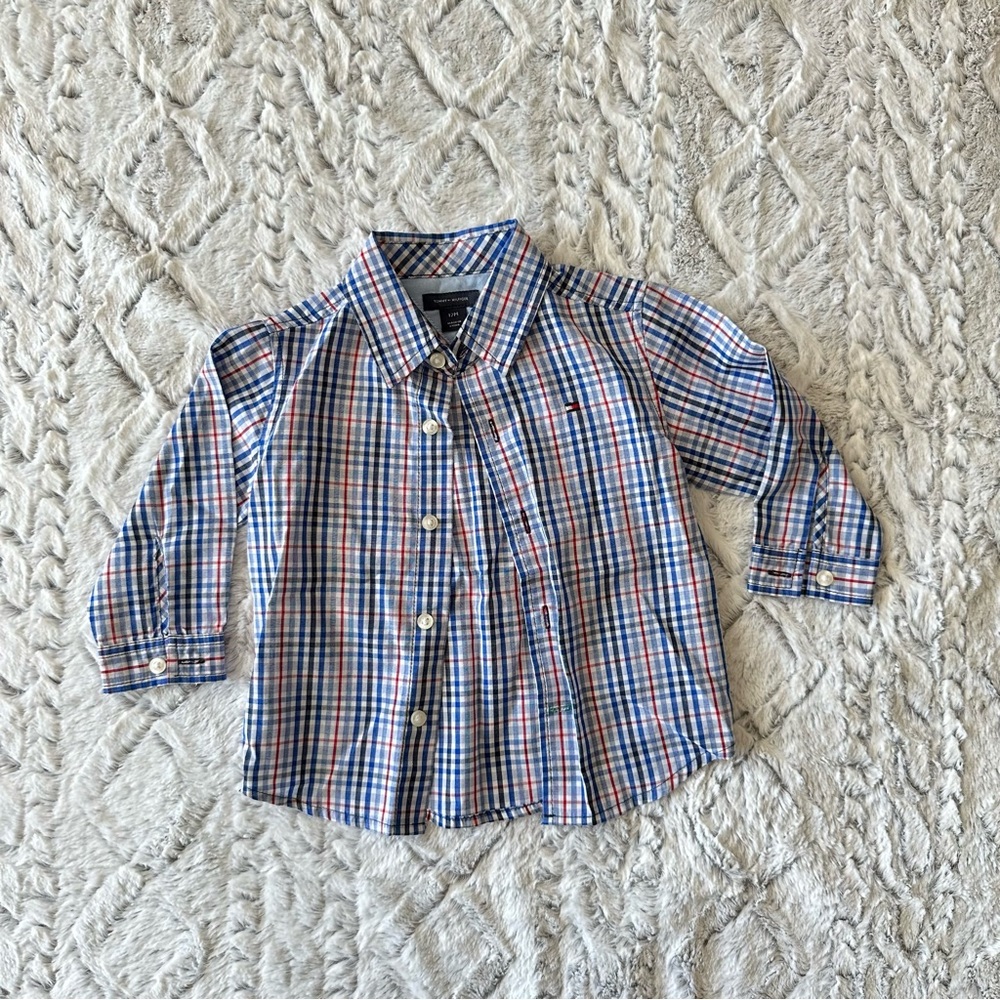 Tommy Hilfiger Plaid Dress Shirt 12 months